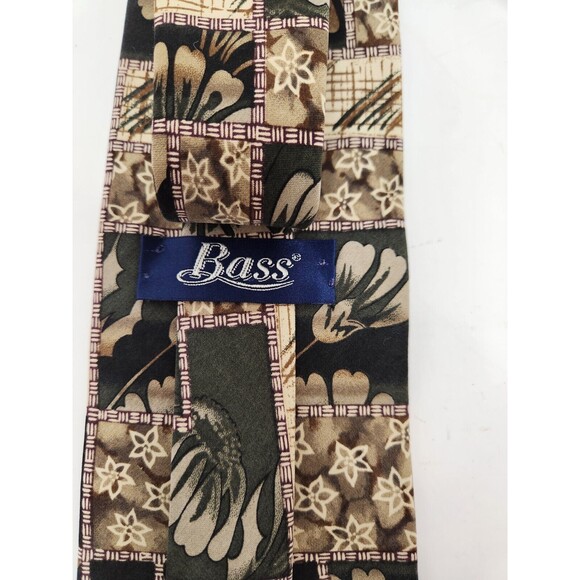 Bass Neck Tie Multicolor Floral 100% Silk Made In USA - Picture 3 of 4
